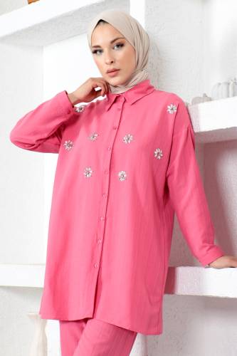 Taş Detaylı Takım TSD230102 Pembe - Tesettür Dünyası (1)
