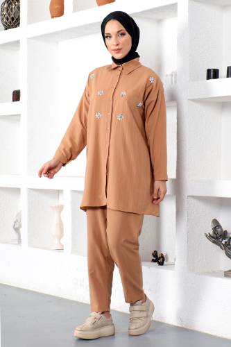 Taş Detaylı Takım TSD230102 Taba 