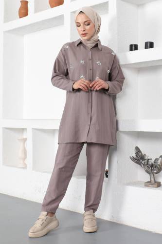 Taş Detaylı Takım TSD230102 Vizon 