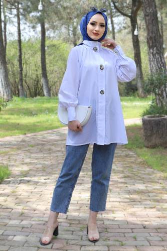 Taşlı Tunik TSD220432 Beyaz 
