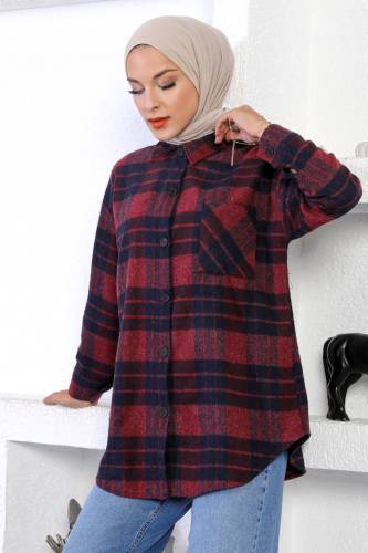 Tek Cepli Oduncu Gömlek TSD221111 Bordo 
