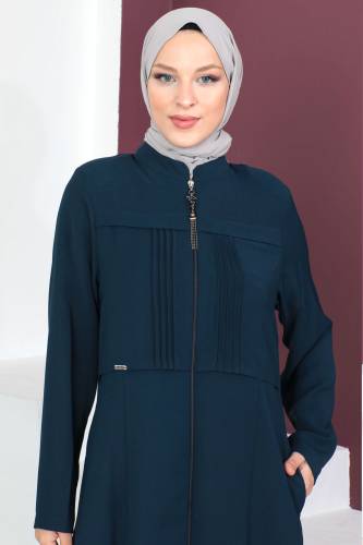 Üstü Katlı Tesettür Ferace TSD230430 İndigo - 2