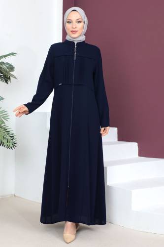 Üstü Katlı Tesettür Ferace TSD230430 Lacivert 
