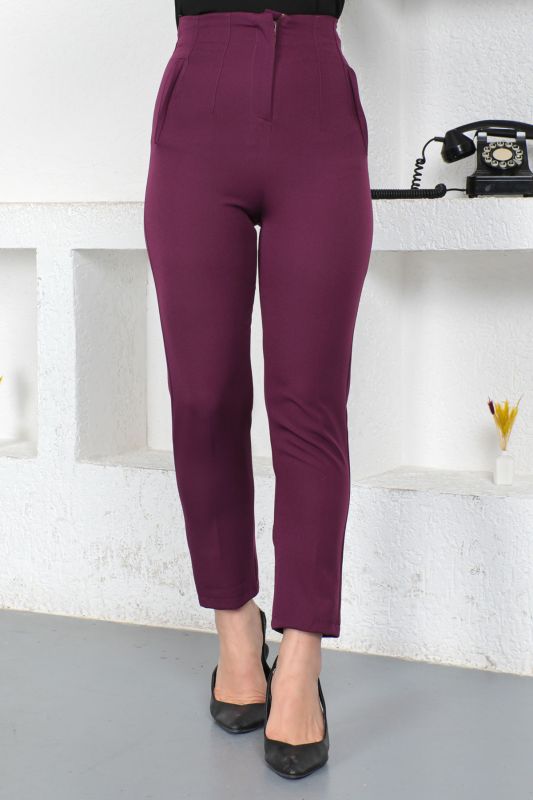 Üstü Pat Detaylı Pantolon TSD230422 Mürdüm - 1