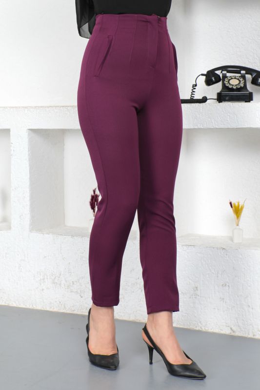 Üstü Pat Detaylı Pantolon TSD230422 Mürdüm - 4