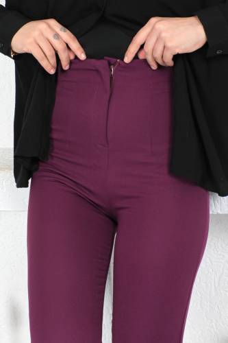Üstü Pat Detaylı Pantolon TSD230422 Mürdüm - Tesettür Dünyası (1)