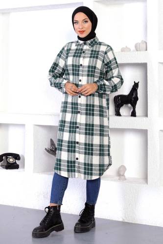 Uzun Boy Oduncu Gömlek TSD221003 Ekru 