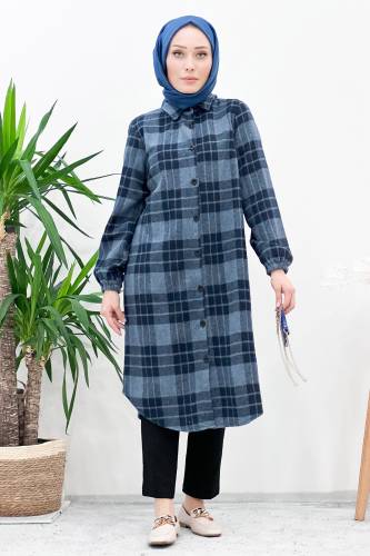 Uzun Boy Oduncu Gömlek TSD221003 Mavi 