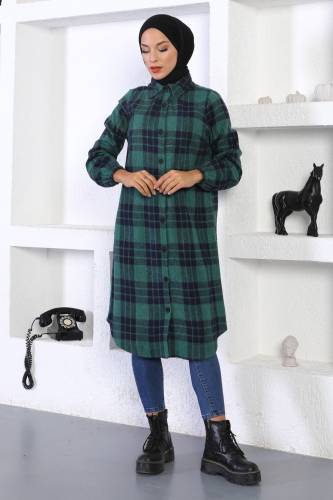 Uzun Boy Oduncu Gömlek TSD221003 Yeşil - 4