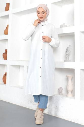 Uzun Boy Tunik TSD230359 Ekru - 4