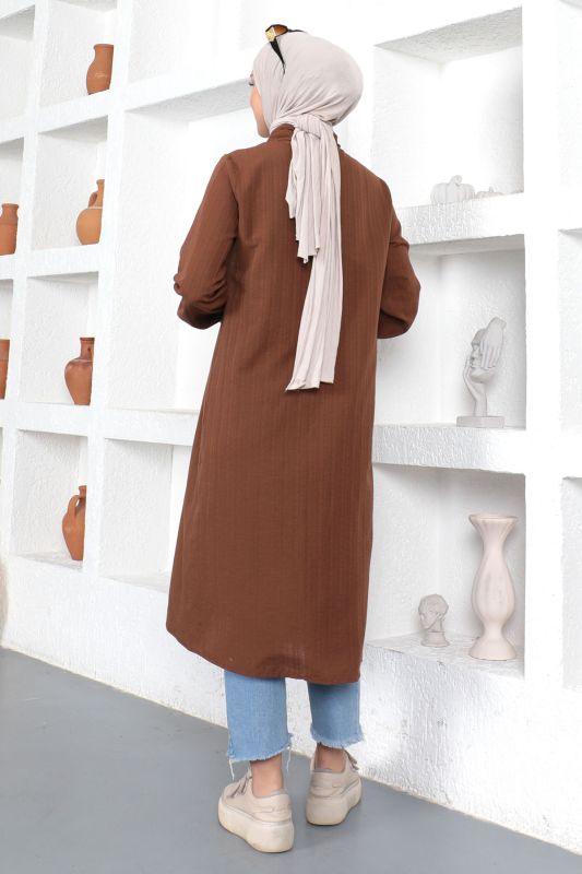 Uzun Boy Tunik TSD230359 Kahverengi - 5