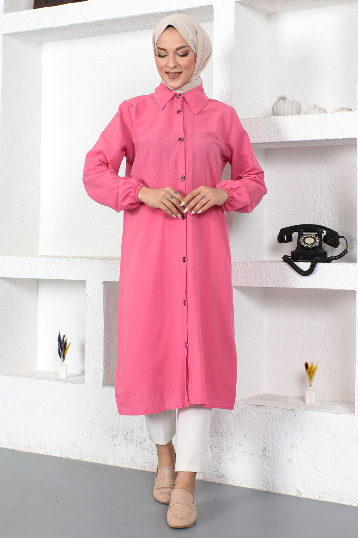 Tesettür Dünyası - Uzun Boy Tunik TSD230359 Pembe