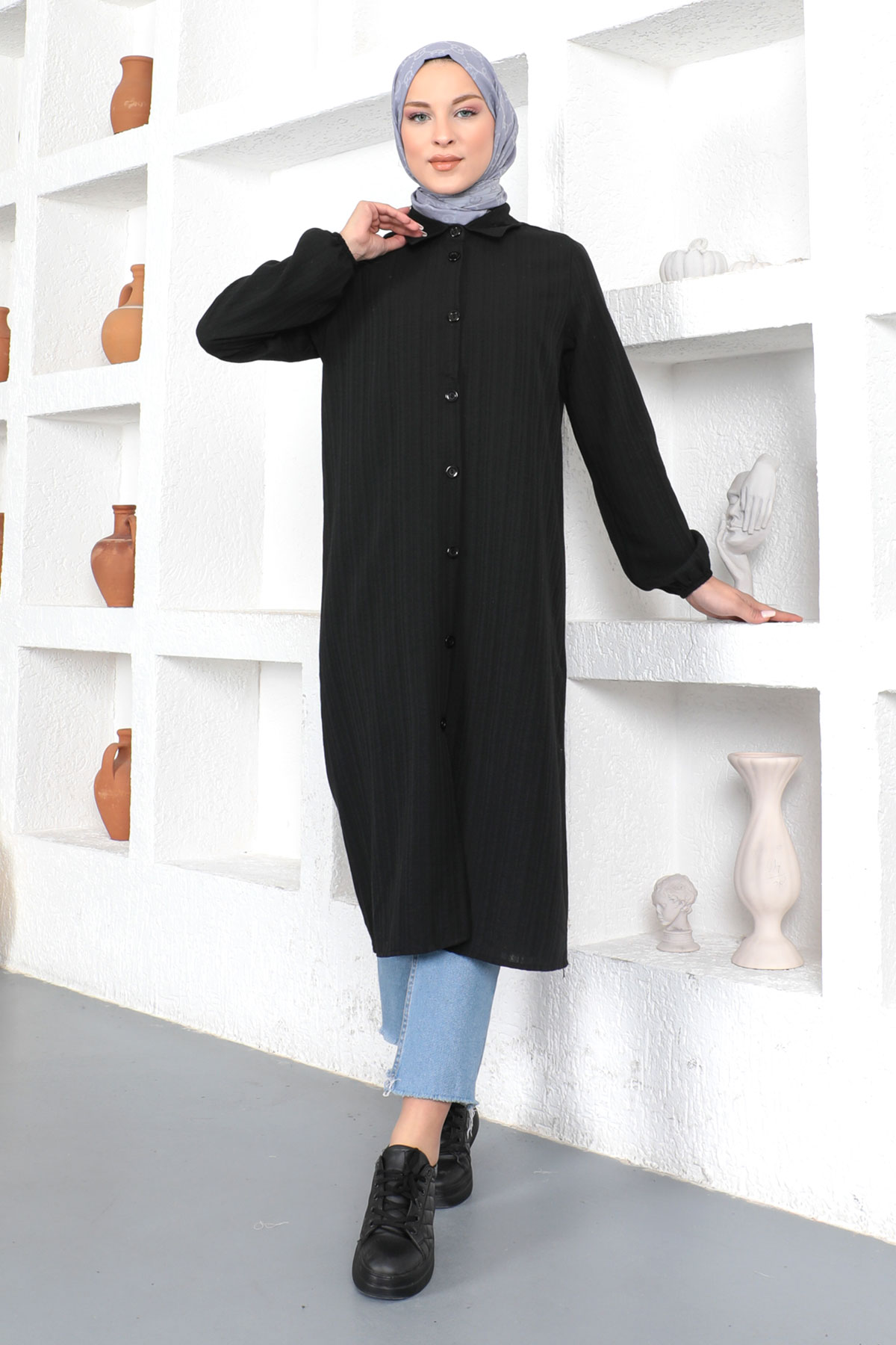 Tesettür Dünyası - Uzun Boy Tunik TSD230359 Siyah