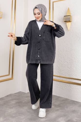 Vera Denim Takım TSD250104 Antrasit - Tesettür Dünyası