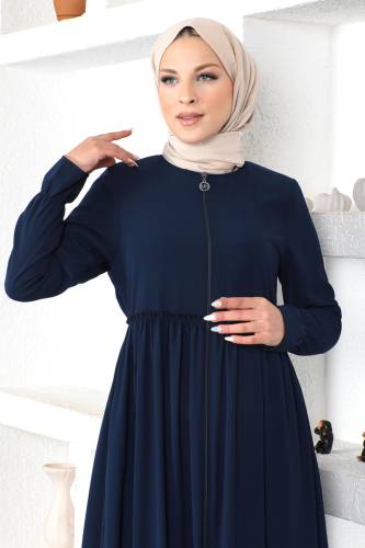 Volanlı Tesettür Ferace TSD230335 Lacivert - 2
