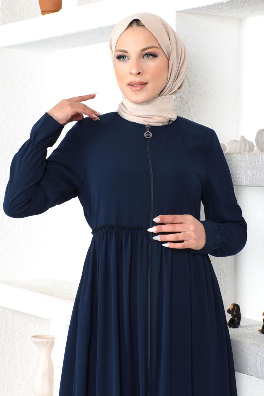 Volanlı Tesettür Ferace TSD230335 Lacivert - 2