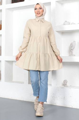 Volanlı Tunik TSD230370 Bej 