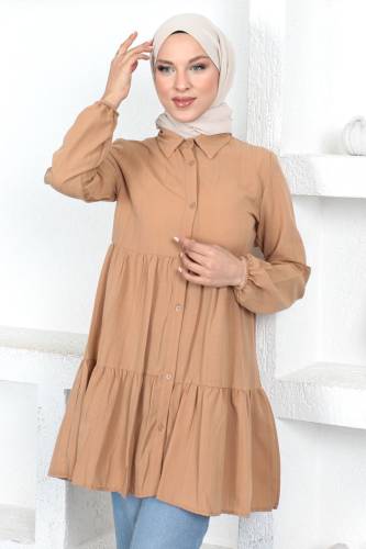 Volanlı Tunik TSD230370 Camel 