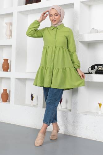 Volanlı Tunik TSD230370 Fıstık Yeşili 