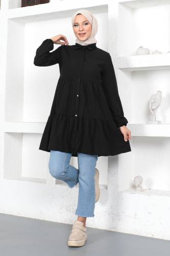 Volanlı Tunik TSD230370 Siyah 