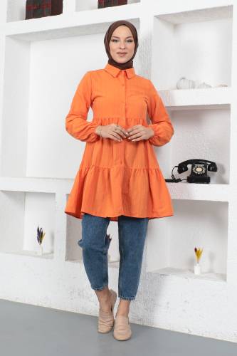 Volanlı Tunik TSD230370 Turuncu 