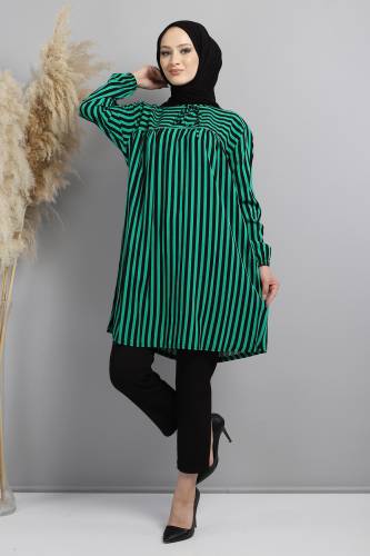 Yakası Bağlamalı Tunik TSD220633 Yeşil 