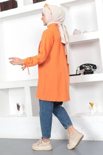 Yakası Taş Detaylı Tunik TSD230107 Turuncu - 5