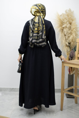 Yan Bağlamalı Toka Detaylı Elbise TSD260203 Siyah - 6