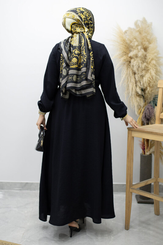 Yan Bağlamalı Toka Detaylı Elbise TSD260203 Siyah - 6