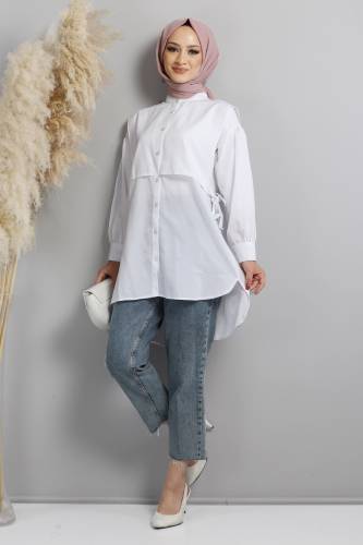Yandan Bağlamalı Tunik TSD220643 Beyaz 