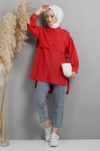 Yandan Bağlamalı Tunik TSD220643 Kırmızı 