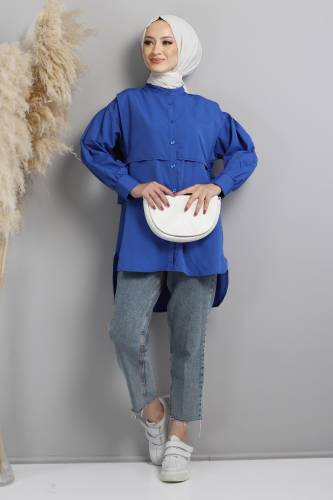 Yandan Bağlamalı Tunik TSD220643 Saks Mavisi 