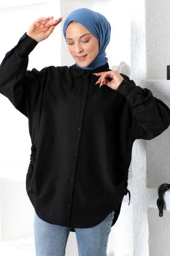 Yanı Büzgü Detaylı Tunik TSD230104 Siyah 