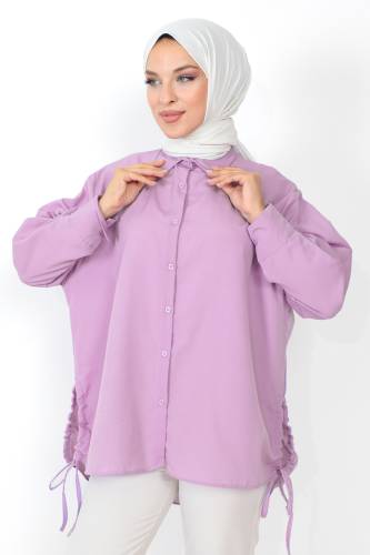 Yanı Büzgülü Tunik TSD230902 Lila - Tesettür Dünyası (1)