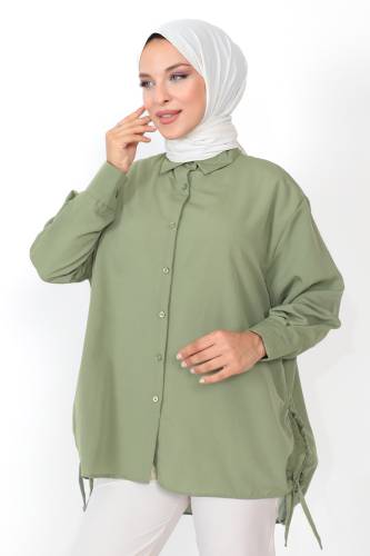 Yanı Büzgülü Tunik TSD230902 Mint Yeşili - 2