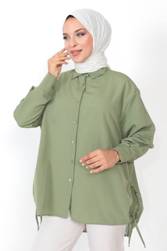 Yanı Büzgülü Tunik TSD230902 Mint Yeşili - 2