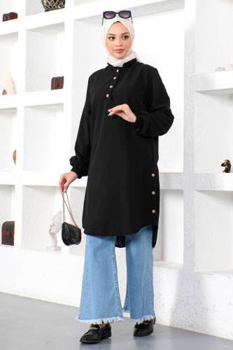 Yanları Düğmeli Tunik TSD230110 Siyah 