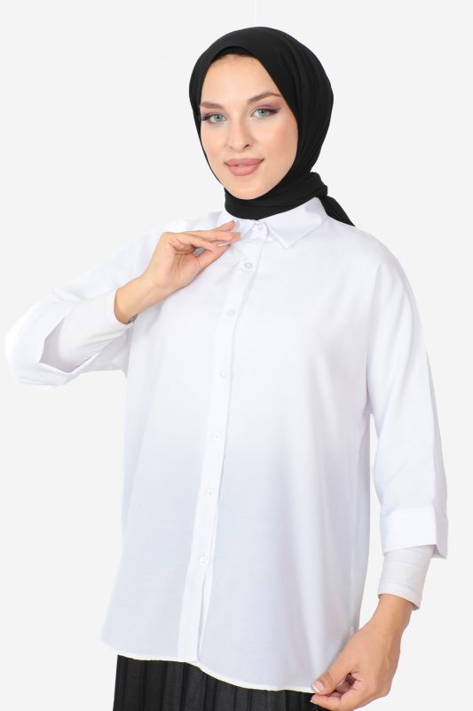 Yarasa Kol Tunik TSD230904 Beyaz - Tesettür Dünyası (1)
