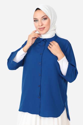 Yarasa Kol Tunik TSD230904 Saks Mavisi - Tesettür Dünyası (1)