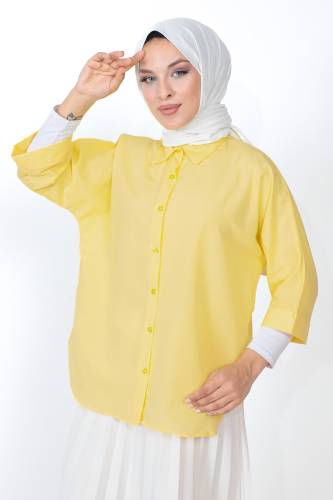 Yarasa Kol Tunik TSD230904 Sarı - Tesettür Dünyası (1)