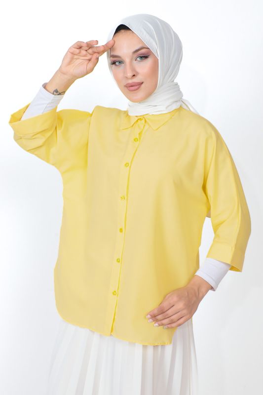 Yarasa Kol Tunik TSD230904 Sarı - Tesettür Dünyası (1)