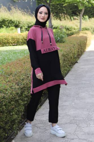 Yazı Detaylı Tunik TSD220531 Gül Kurusu 