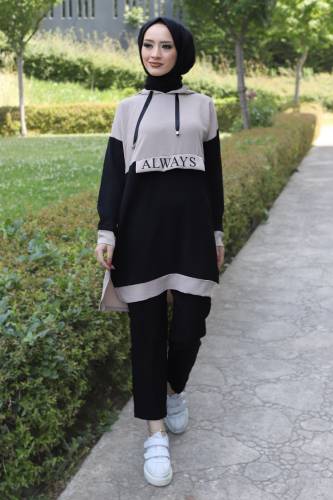 Yazı Detaylı Tunik TSD220531 Vizon 