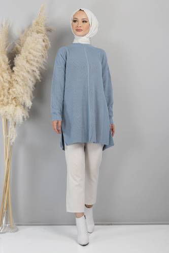 Yırtmaç Detaylı Kazak TSD220716 Mavi 