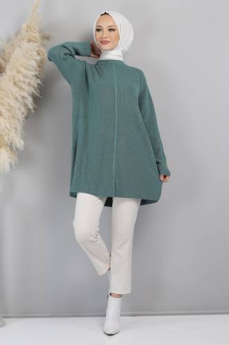 Yırtmaç Detaylı Kazak TSD220716 Mint Yeşili 