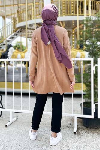 Yırtmaç Detaylı Kazak TSD220716 Vizon - 5