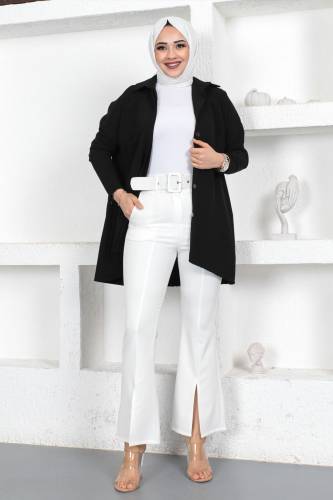 Yırtmaçlı Kumaş Pantolon TSD230368 Beyaz - Tesettür Dünyası (1)