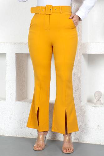 Yırtmaçlı Kumaş Pantolon TSD230368 Hardal 