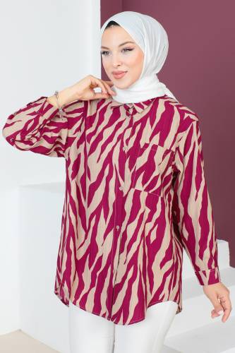 Zebra Desenli Tunik TSD230639 Fuşya - 2